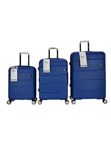 Unik Vigo Lightweight Traveling 3 Piece Trolley Suitcase Bags Set Blue