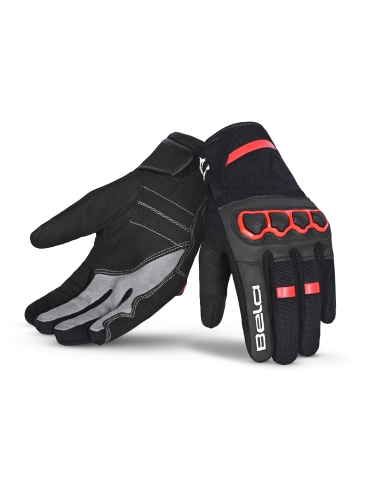 Bela Tracker Men Guanti da Moto Uomo - Nero/Rosso Fluor