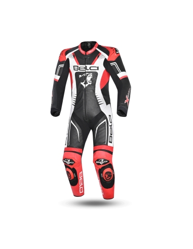 Fato de couro 1PC Bela X-Race - Preto / Branco / Vermelho