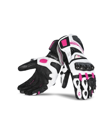 BELA - Guante Piel Venom RS Racing Lady Blanco/Negro/Rosa