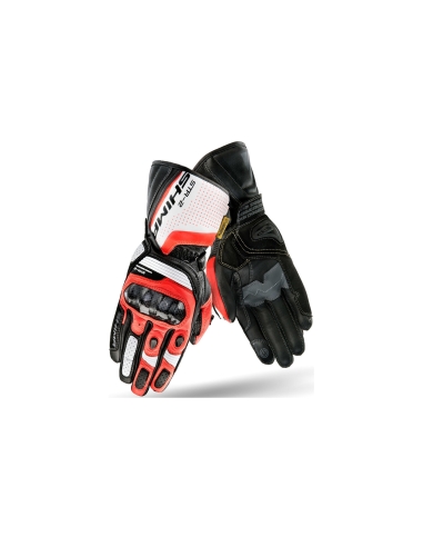 SHIMA STR-2 Sport Uomo Guanti da moto estivi sportivi in pelle Nero Bianco Rosso fluo