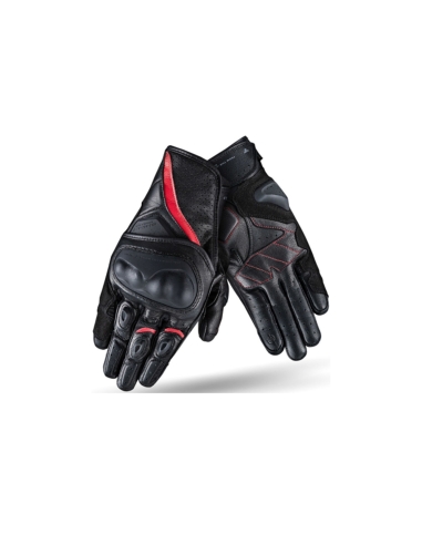 Shima Spark 2.0 Urban Luvas curtas de verão para homem em pele para motociclismo Preto Vermelho