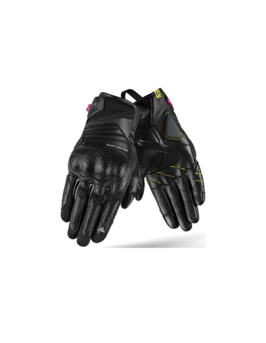 Rush Lady Urban Summer Leather Motorcycle Short Gloves Black