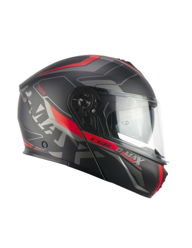 CGM 569G C-MAX CITY Black Red Modular Motorbike Racing Helmet