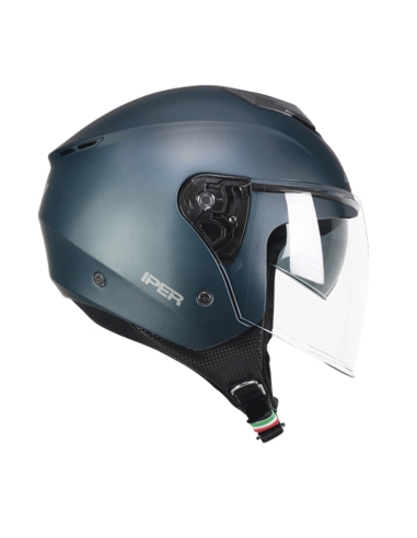 126A IPER MONO Open Face Riding Jet Helmet Satin Petroleum