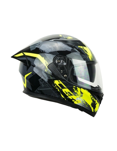 CGM - Casque Moto Intégral 360S KAD RACE Bleu Fluo Jaune