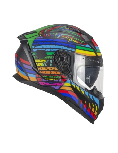 CGM 311X Blast Skull Schwarz Blau Rot Leichter Motorradhelm