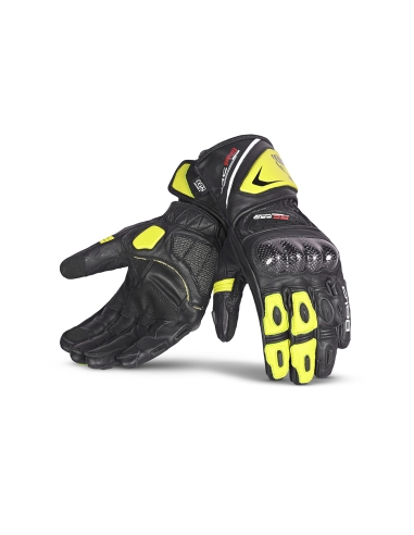 BELA - Guante Piel Rocket Long Negro/Amarillo Fluor