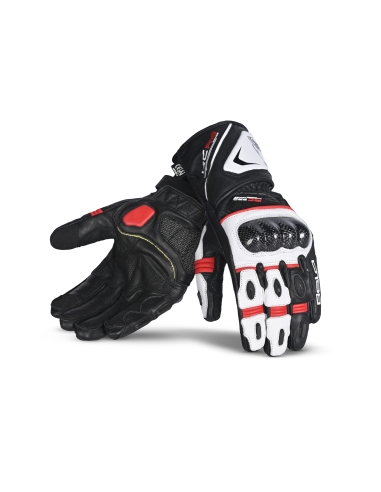 Bela Rocket Long Motorcycle Gloves White/Red/Black