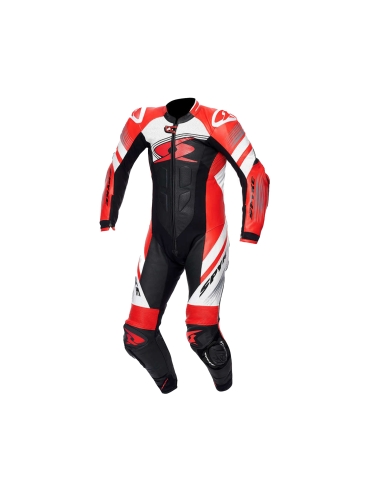 SPYKE - ESTORIL RACE 1PC SUIT BLACK/WHITE/FLUO RED