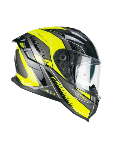 CGM 363G SHOT RACE Casque intégral de moto de course Noir Jaune fluo