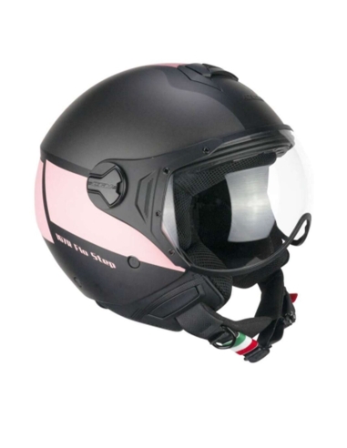 CGM 167R FLO STEP Casque Scooter Urbain à Visière Façonnée Antracite Rose Satiné