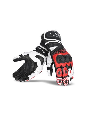 R-TECH -Guantes Piel GP Racing Negro/Rojo