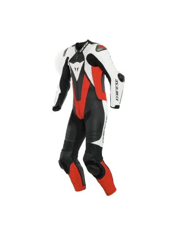 DAINESE - AGUNA ECA 5 1PC LEATHER SUIT PERF. BACK  WHITE  FUO-RED