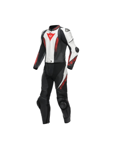 DAINESE - AGUNA ECA 5 2PC LEATHER SUIT BACK  WHITE  AVA-RED