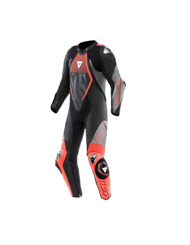 DAINESE - AUDA   D-ZIP 1PC PERF. LEATHER SUIT BACK  RED-FUO  ANTHRACITE