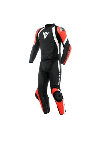 DAINESE - AVRO 4 LEATHER  2PC SUIT BACK-MATT  FUO-RED  WHITE