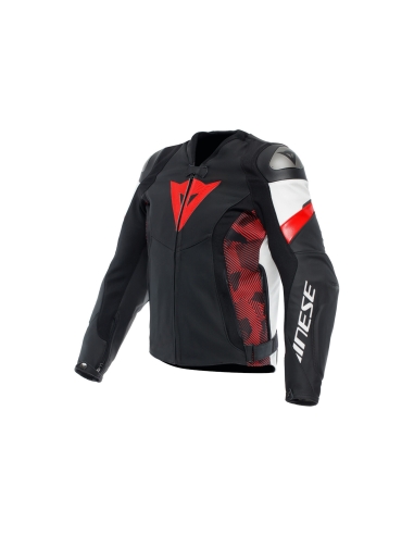 DAINESE - CASACO DE COURO AVRO 5 VOLTAR VERMELHO-AVA BRANCO