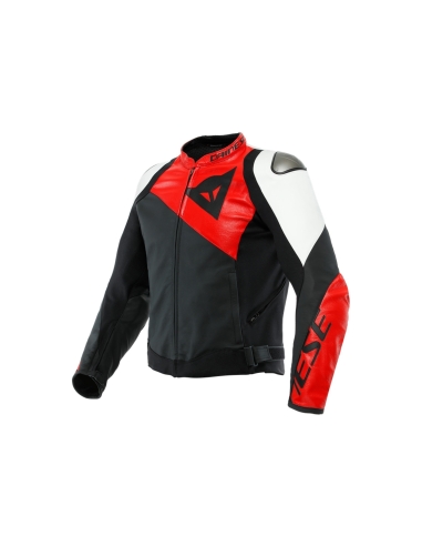 DAINESE - GIACCA SPORTIVA IN PELLE RETRO LAVA OPACA-ROSSO BIANCO