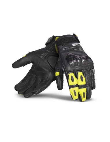 Bela Rocket Short Gants de Moto Noir/Jaune fluo