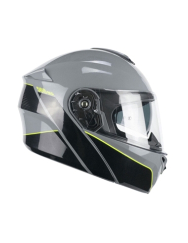 CGM 568X BER CITY Grey Fluo Yellow Modular Full Face Motorbike Helmet