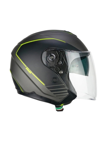 CGM - 160G JAD RIDE Jet Casco da corsa per moto Grafite Giallo fluorescente opaco