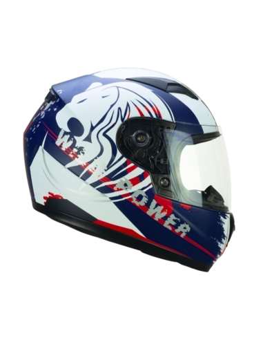 CGM 265x Lucky wild bleu blanc casque de moto intégral accident de la route