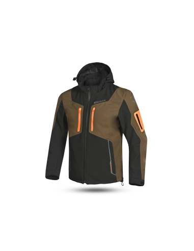 Bela – Fire Fly Motorrad-Kapuzenpullover Schwarz/Olivgrün/Fluorgelb