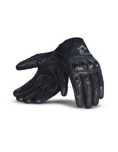 Bela Titan Denim Gants Moto Noir/Bleu