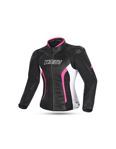 R-TECH - Chaqueta Piel Tom Rider Lady Negro/Rosa