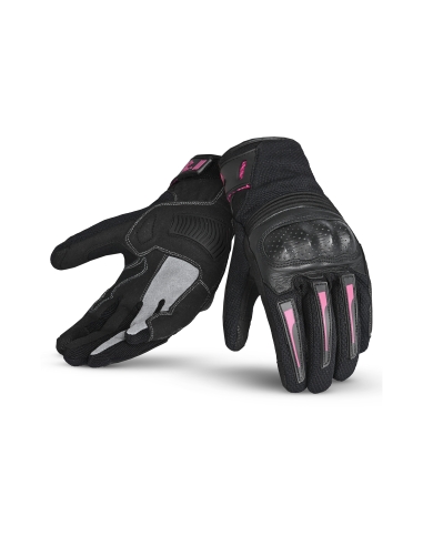 Bela Drift Lady Guanti Moto in Tessuto Nero / Rosa