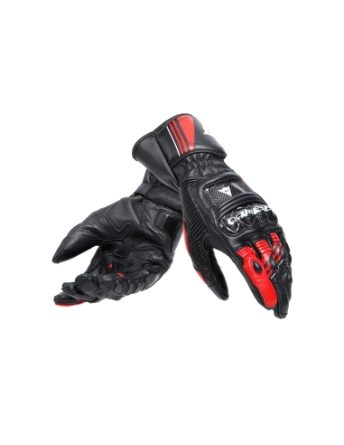 DAINESE - DRUID 4 LEATHER  GLOVE BLACK  LAVA-RED  WHITE