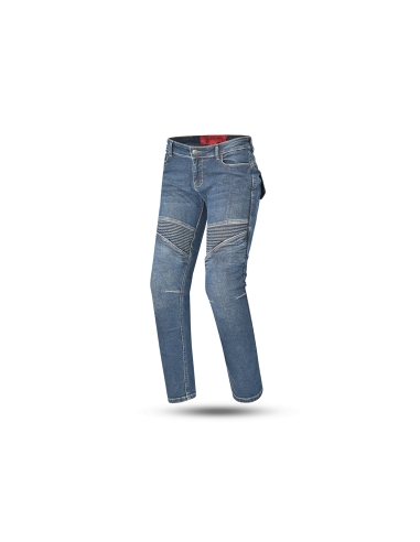 Bela Rosekin Jeans de Motocicleta para Mulheres - Azul Escuro