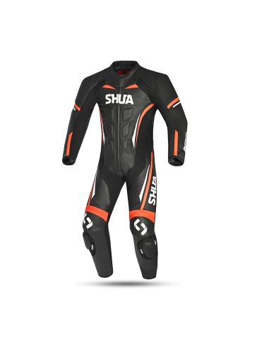 Shua Infinity 1PC Tuta in Pelle da Moto Uomo Nero/Arancio