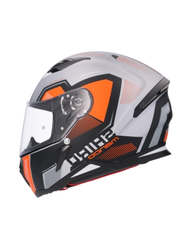 SHIRO CASCO HUNTER SH-890 MANDO PLATA MATE/NARANJA