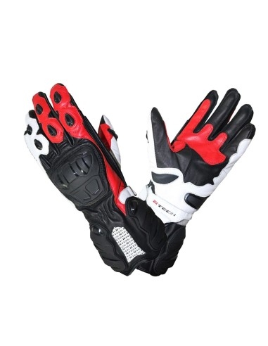 R-Tech Hawk Motorbike Racing Leather Gloves Black/Red