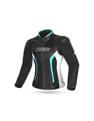 R-TECH - Chaqueta Tom Rider Lady Negro/Blanco/Turquise