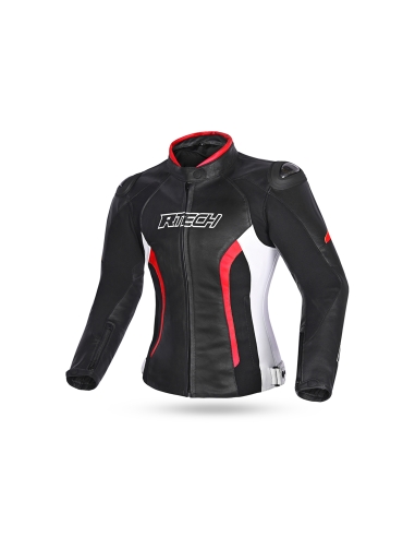 R-TECH - Chaqueta Tom Rider Lady Negro/Blanco/Rojo