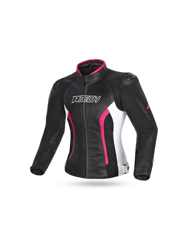 R-TECH - Chaqueta Tom Rider Lady Negro/Blanco/Fuschia