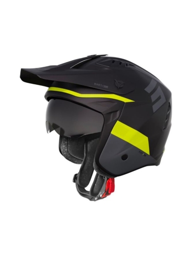 SHOT Jump Tricks Casco Moto Jet Negro Amarillo Neón Mate