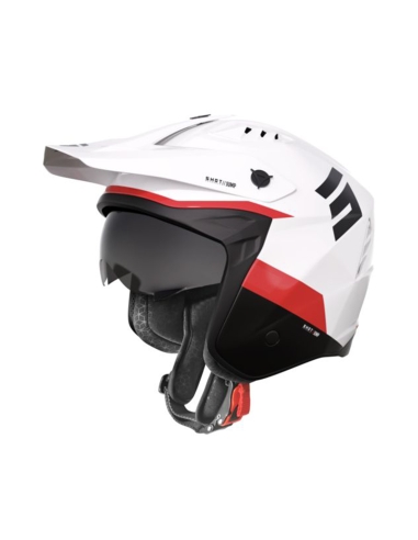 Shot Jump Tricks Casco Moto Jet Blanco Rojo Brillo