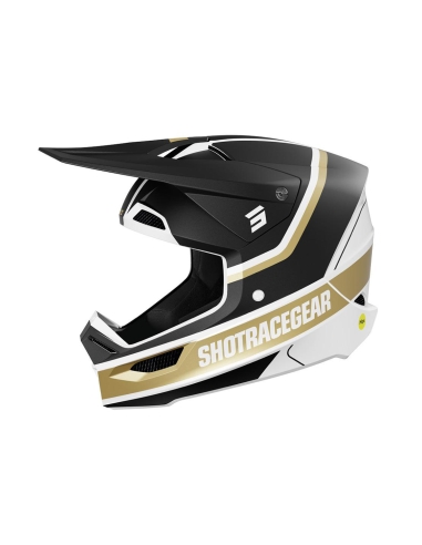 Shot Race Mythic Motocross Casco Negro Oro Mate