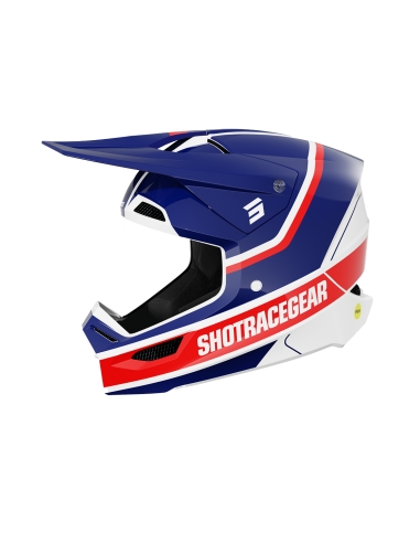 SHOT Race Mythic Motocross Casco Azul Rojo Brillo