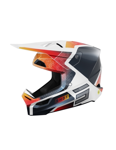 SHOT Race Motocross Casco Phaser Negro Azul Rojo Nacarado