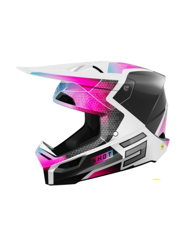 SHOT Race Motocross Casco Phaser Negro Azul Rosa Nacarado