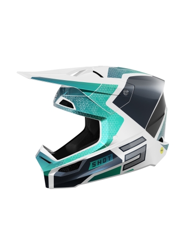 SHOT Race Motocross Casco Phaser Negro Azul Turquesa Nacarado