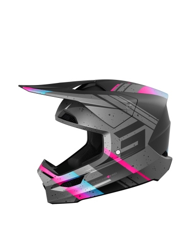 Shot Furious Mirage Motocross Casco Azul Rosa Mate