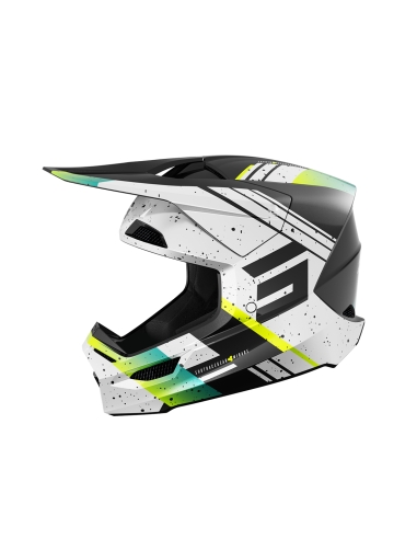 Shot Furious Mirage Motocross Casco Azul Neon Amarillo Nacarado