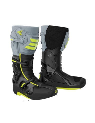 Shot Race 8 Racing Motorcycle Boot Black Grey Neon Yellow