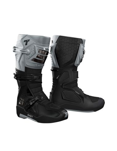 Shot Race 6 Racing Motorcycle Boot Black Grey Chrome